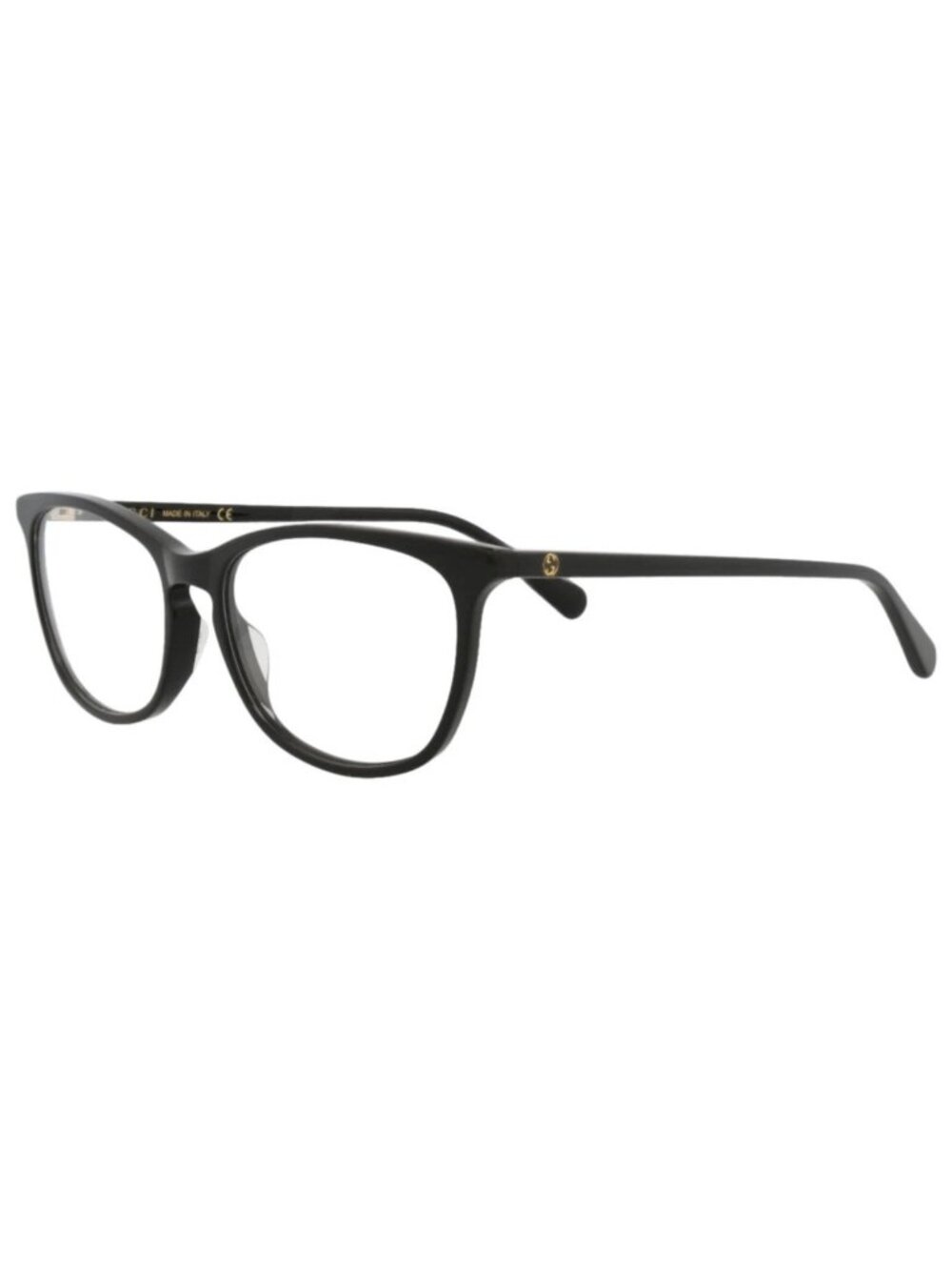 New Gucci Women's Eyeglasses Round Oval Acetate Frame Black Black Transparent